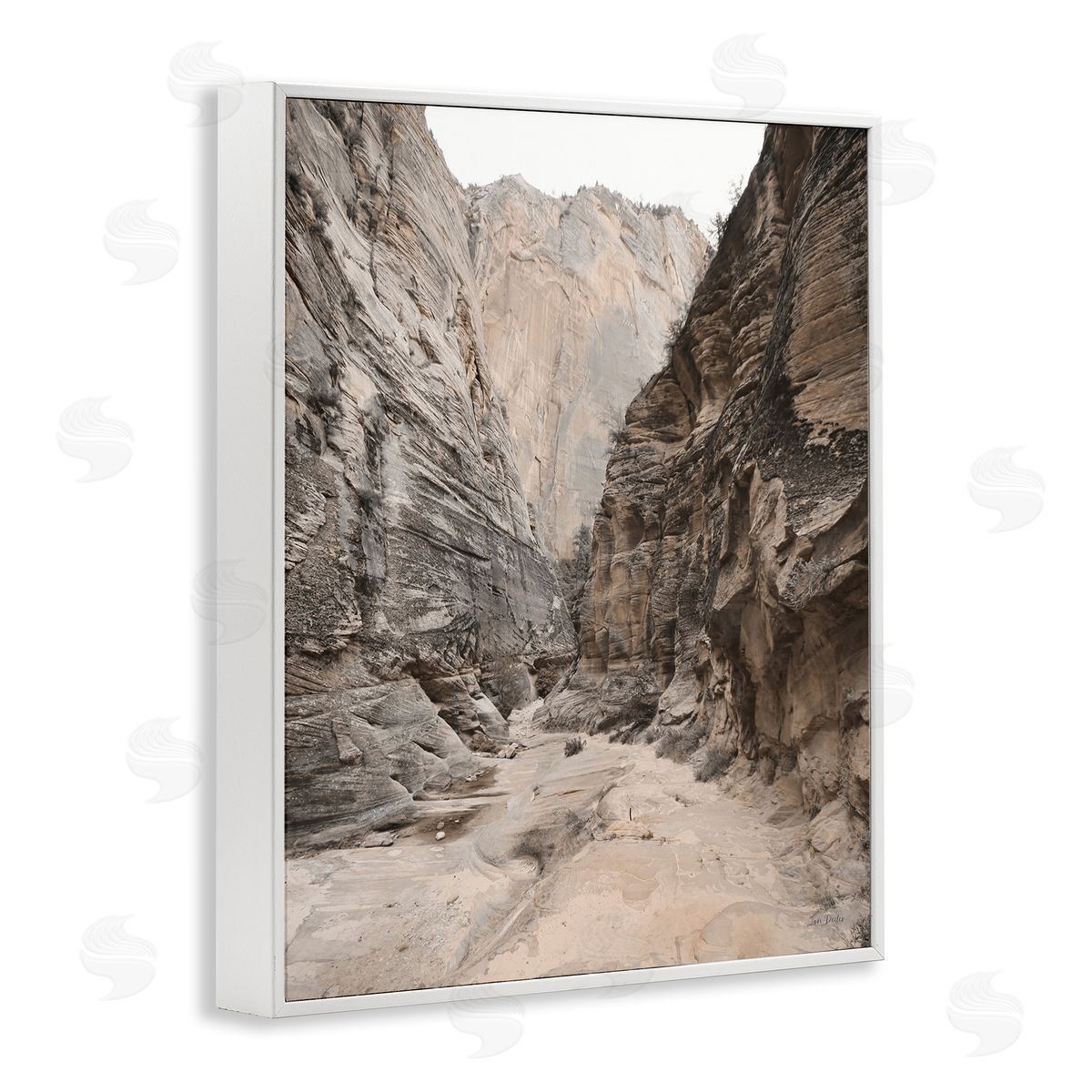Looming Sandy Cliffs White Frame Print Wall Art, Home Decor by Lori Deiter