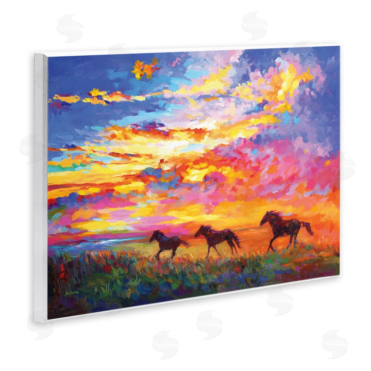 Leon Devenice Wild Horses at Sunset Wooden Wall Plaque Art Print