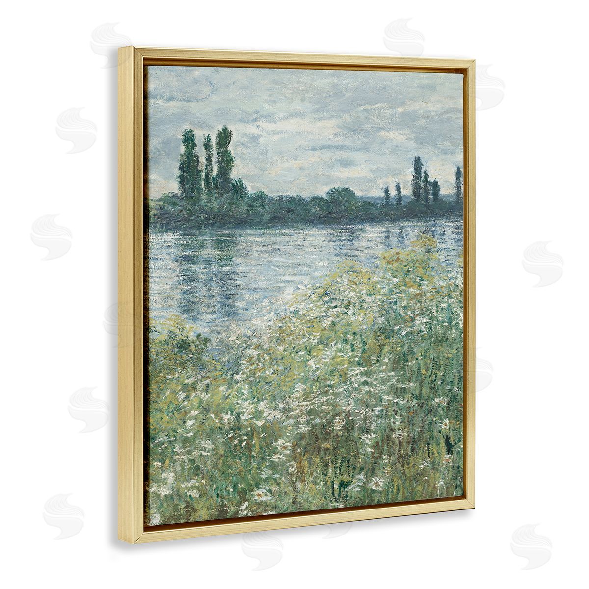 Speckled Classic Landscape Gold Floating Frame Canvas Wall Art, Home Decor by Lettered and Lined