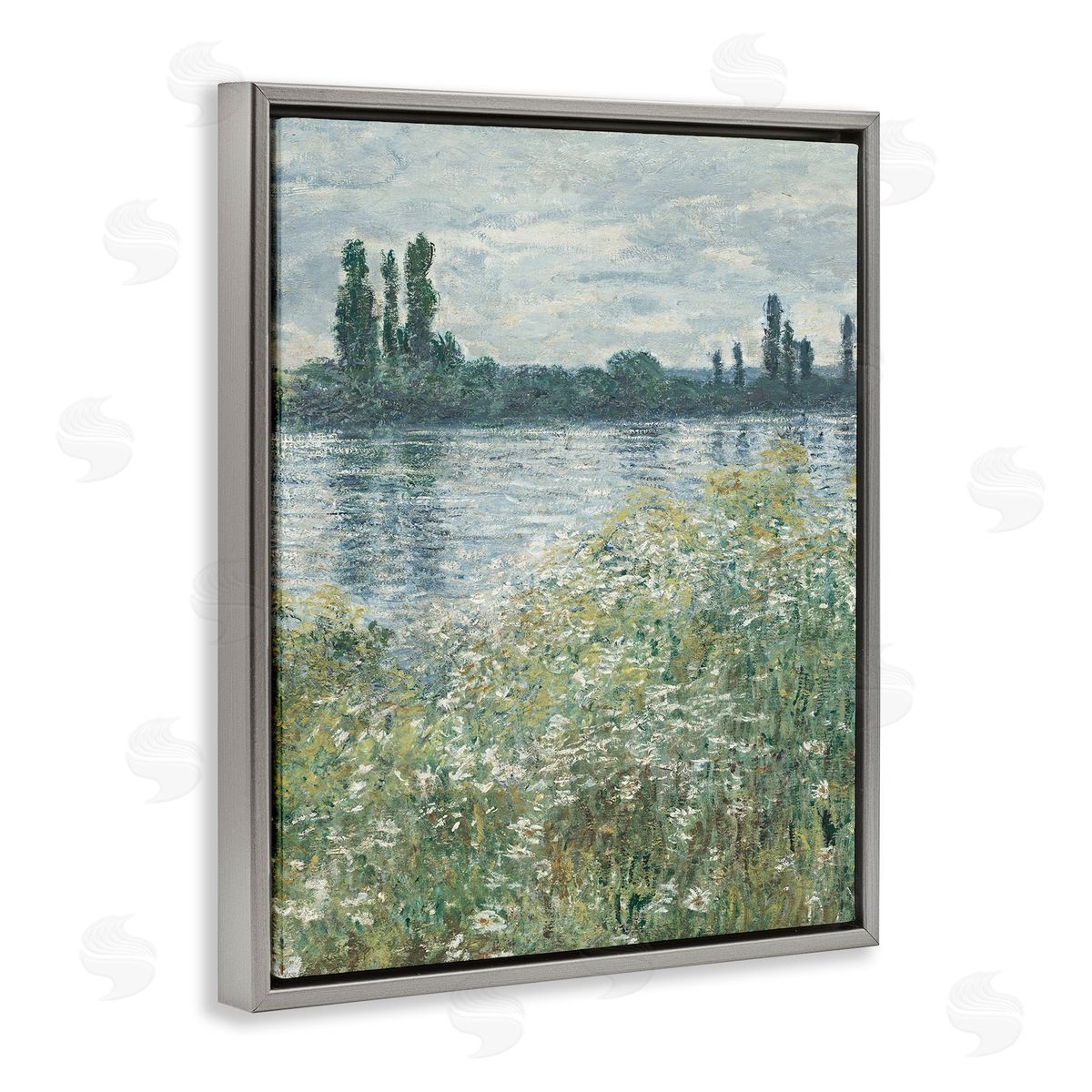 Speckled Classic Landscape Grey Floating Frame Canvas Wall Art, Home Decor by Lettered and Lined