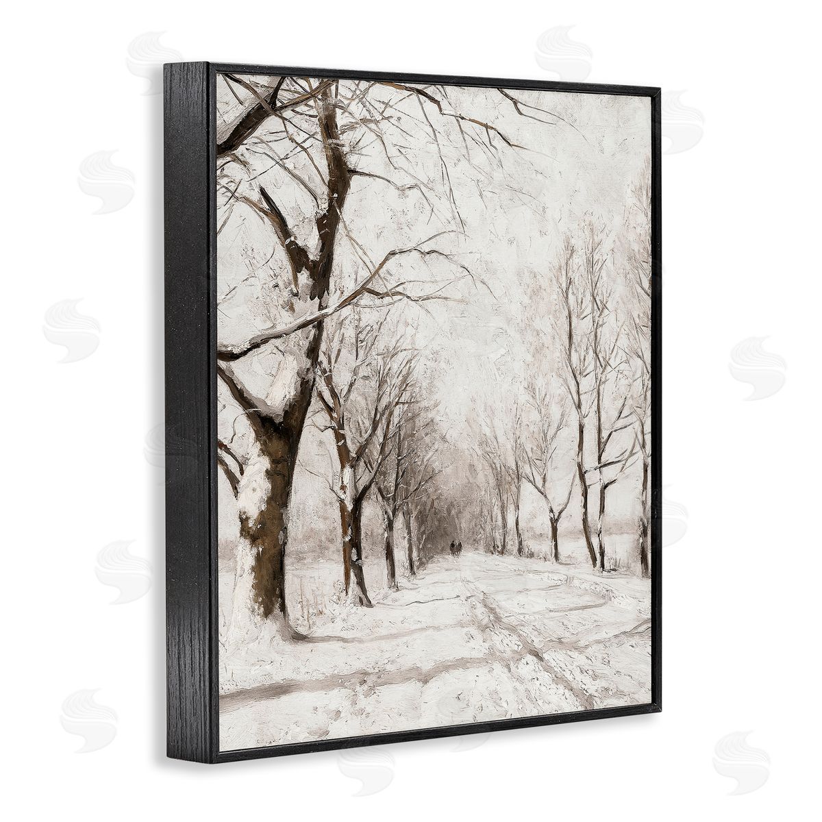 Snowy Winter Lane Black Frame Print Wall Art, Home Decor by Lettered and Lined