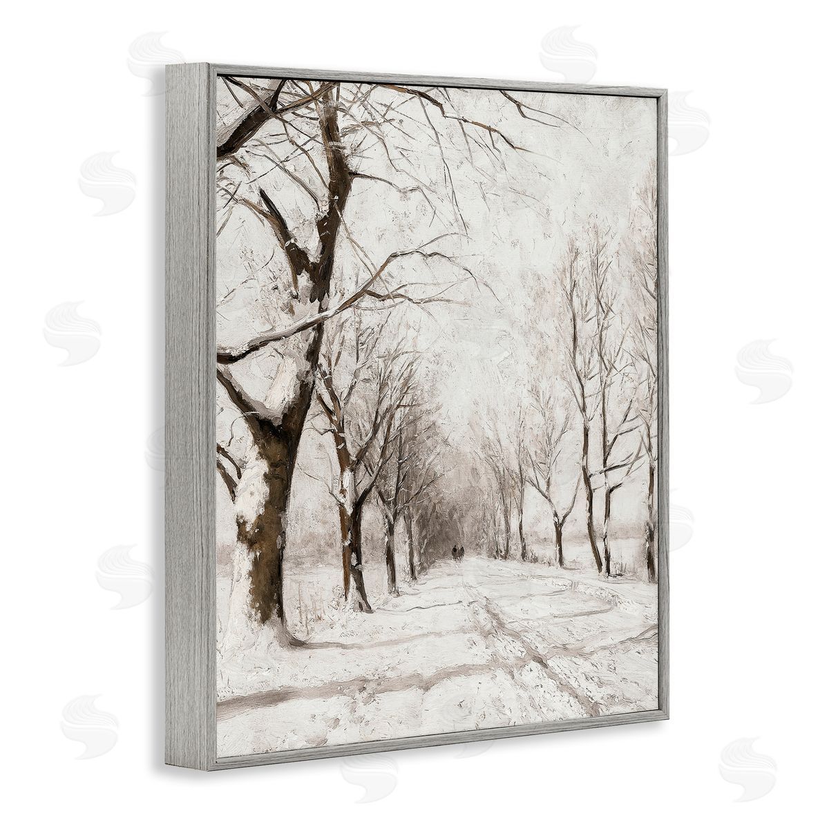 Snowy Winter Lane Grey Frame Print Wall Art, Home Decor by Lettered and Lined