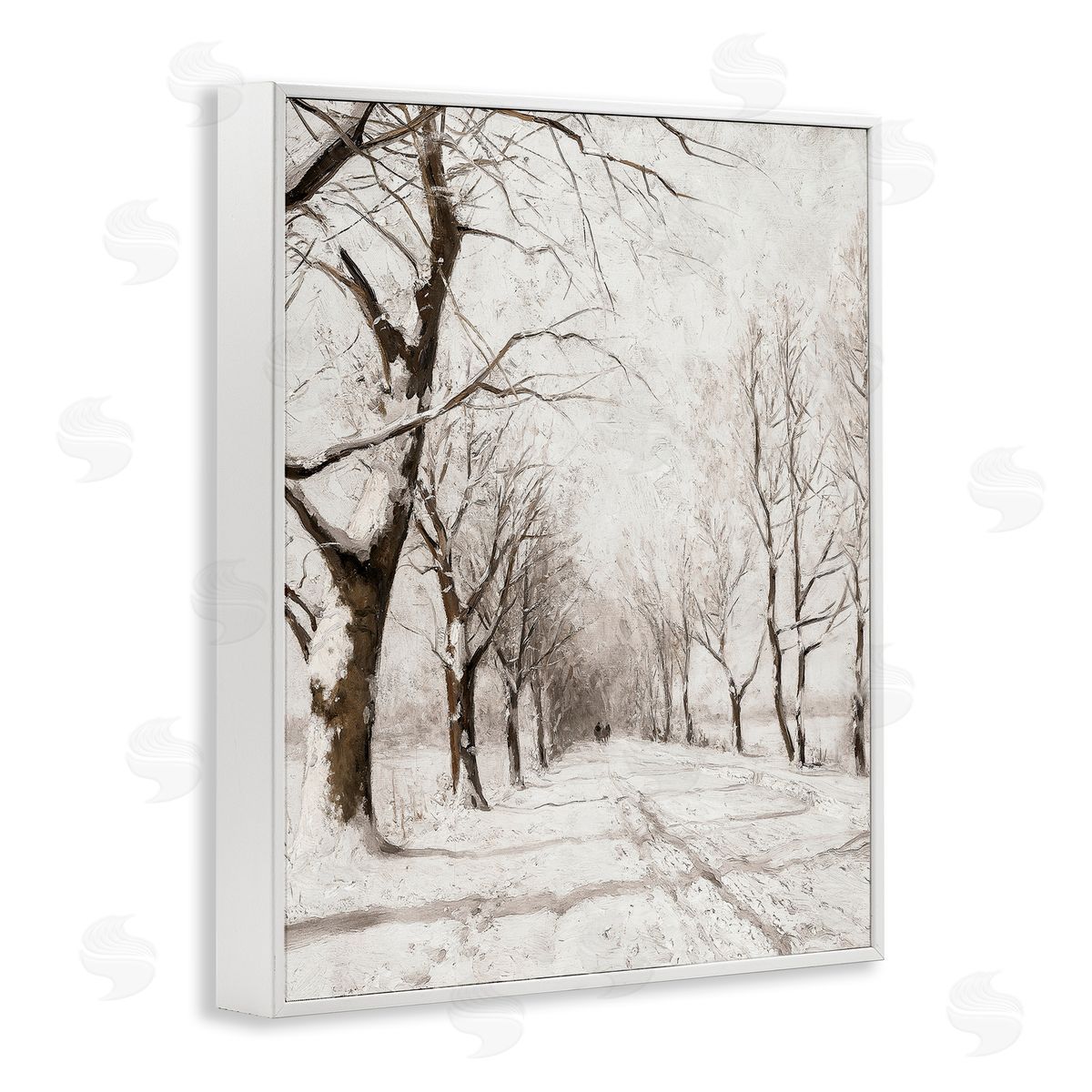 Snowy Winter Lane White Frame Print Wall Art, Home Decor by Lettered and Lined