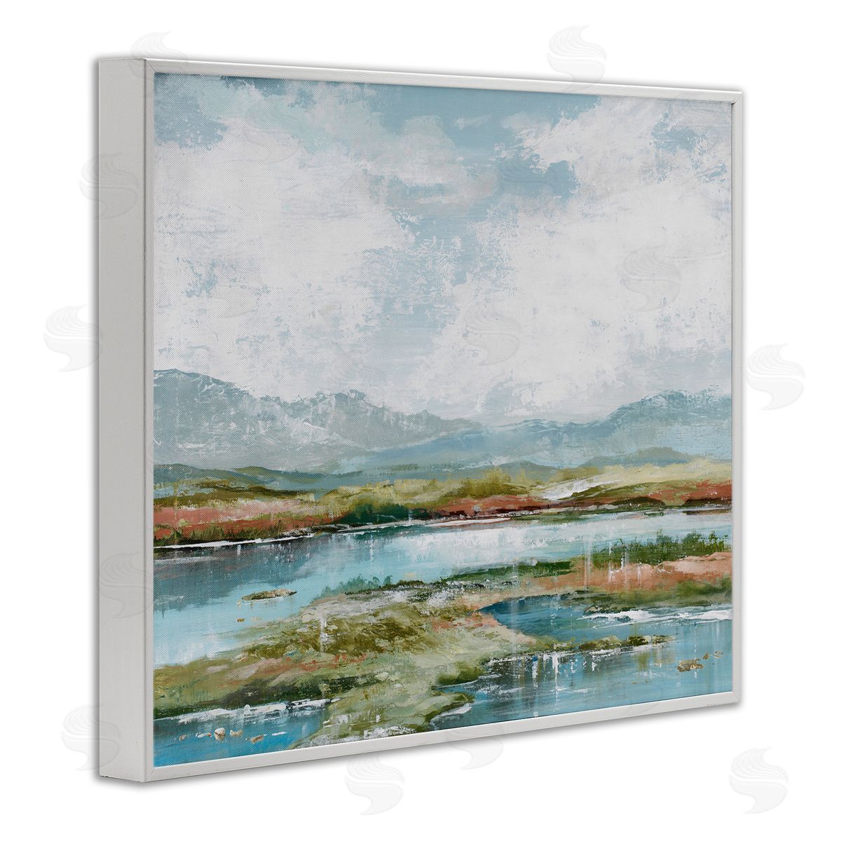 Modern Paint Landscape White Frame Print Wall Art, Home Decor by Max Maxx