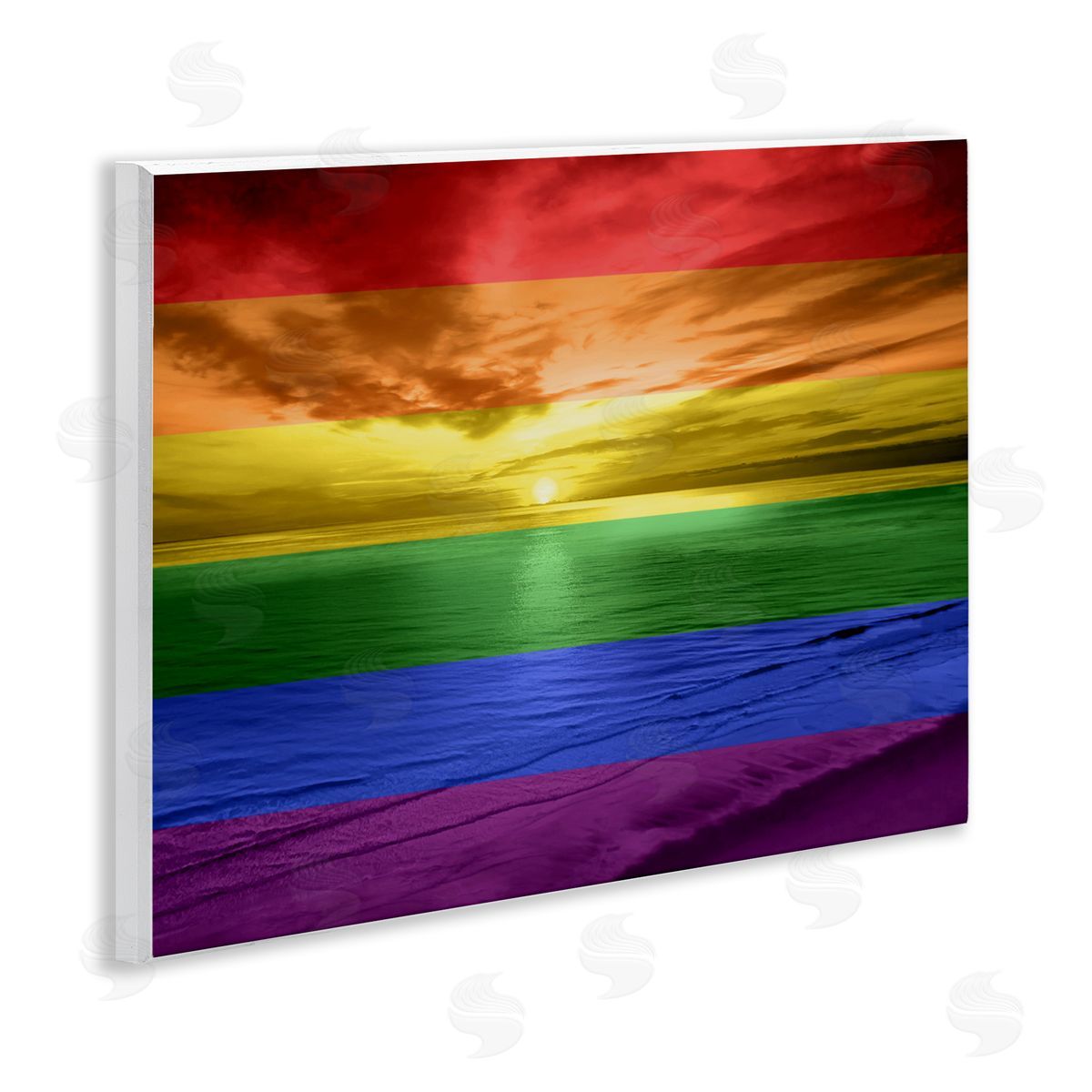 Maggie Olsen Rainbow Sunset Beach Wooden Wall Plaque Art Print