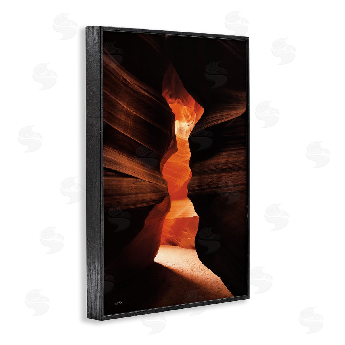 Sunlit Canyon Cave Black Frame Print Wall Art, Home Decor by Martin Podt