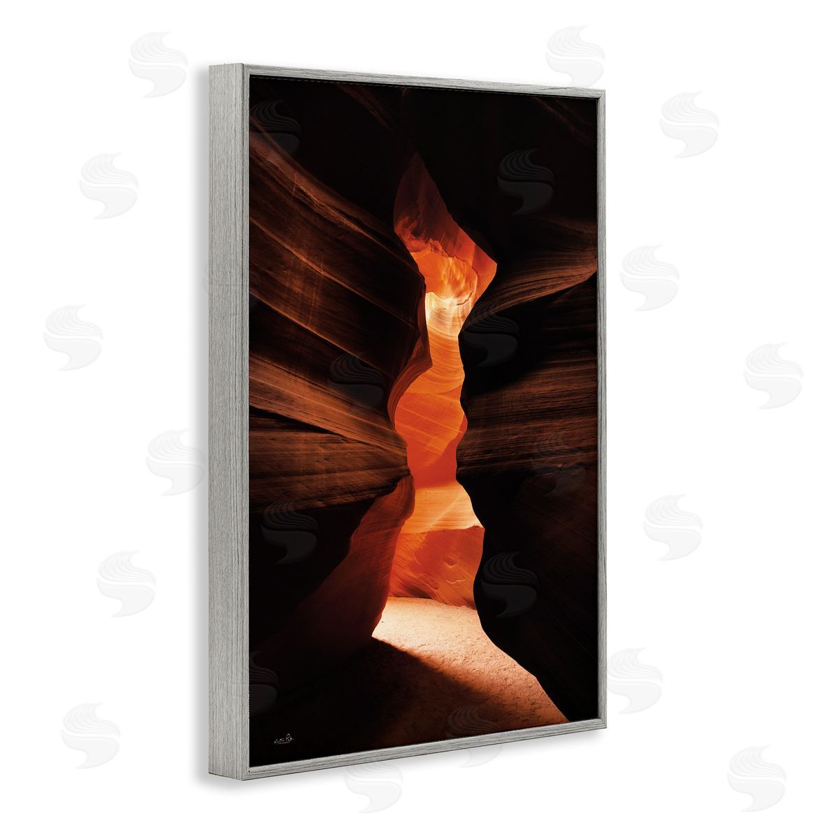 Sunlit Canyon Cave Grey Frame Print Wall Art, Home Decor by Martin Podt