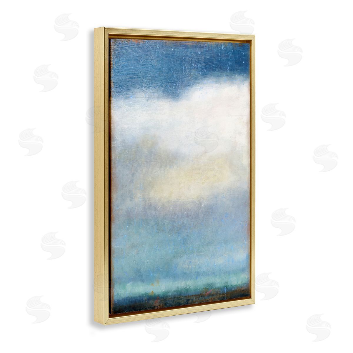 Rustic Clouds Landscape Gold Floating Frame Canvas Wall Art, Home Decor by Suzanne Nicoll