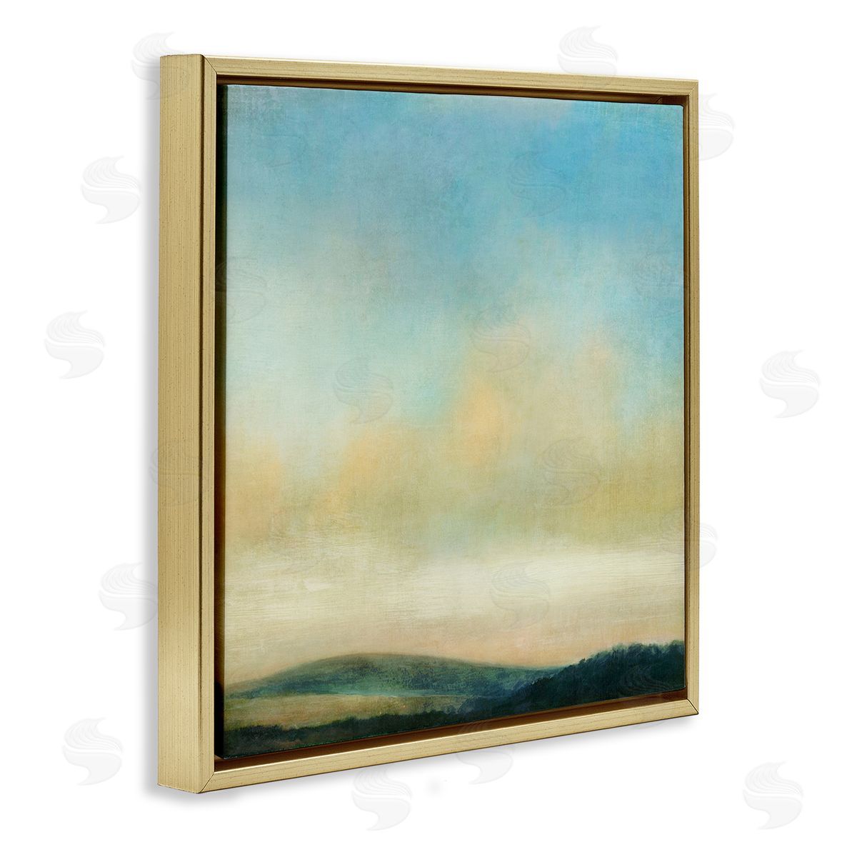 Suzanne Nicoll Cloudy Countryside Fields Gold Floating Frame Canvas Wall Art Print