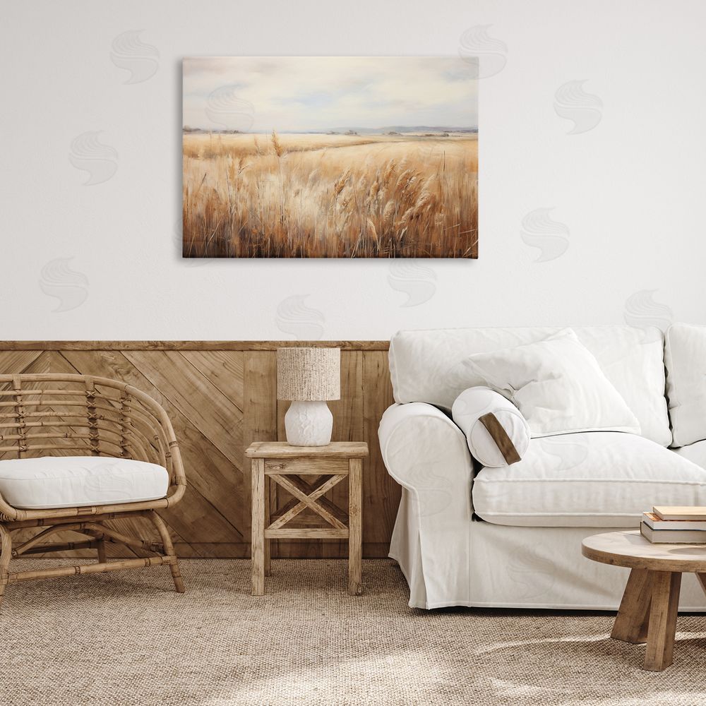 Petal Prints Design Vast Wheat Field Canvas Wall Art Print in Room