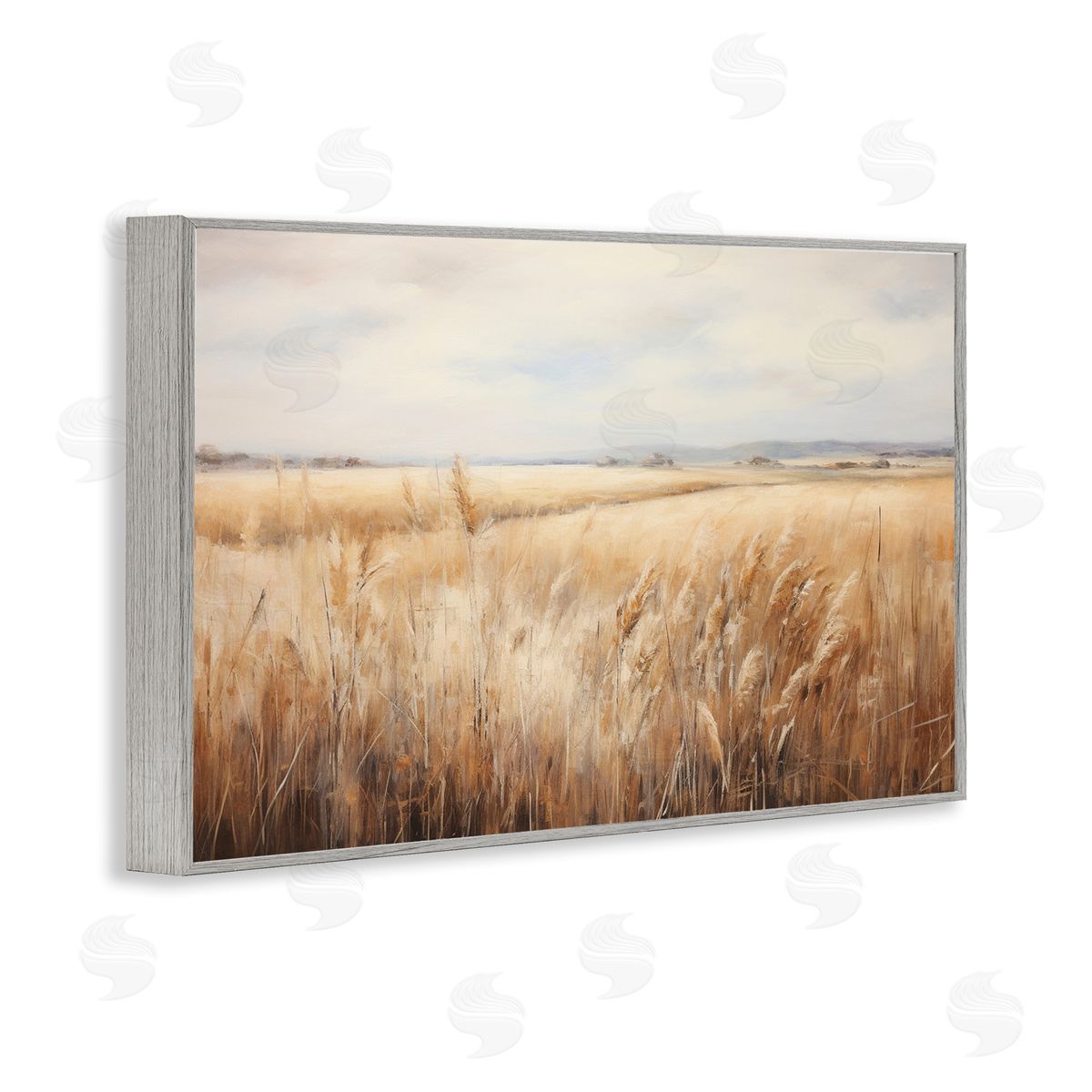 Petal Prints Design Vast Wheat Field Gray Framed Giclee Wall Art Print