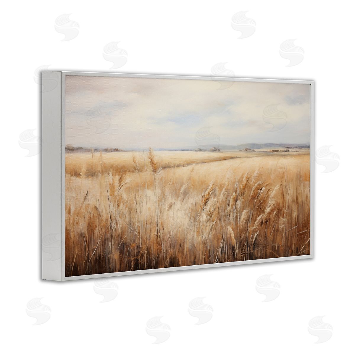 Petal Prints Design Vast Wheat Field White Framed Giclee Wall Art Print