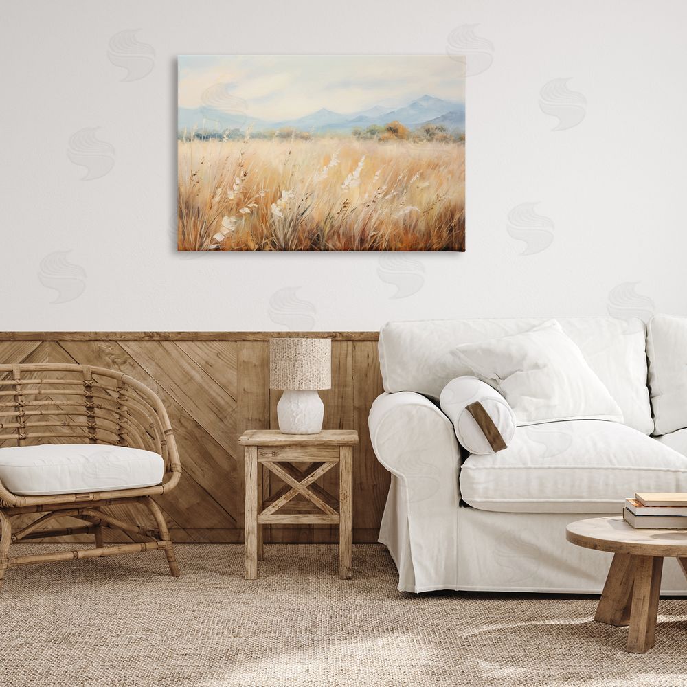 Petal Prints Design Wheat Field Landscape Canvas Wall Art Print in Room