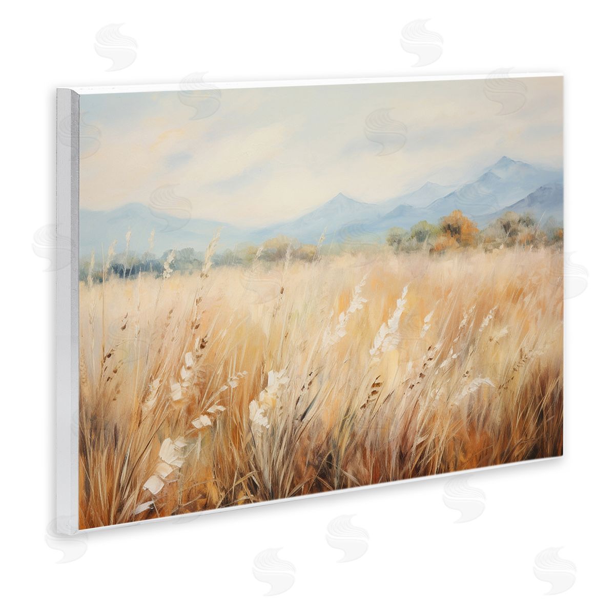 Petal Prints Design Wheat Field Landscape Wooden Wall Plaque Art Print