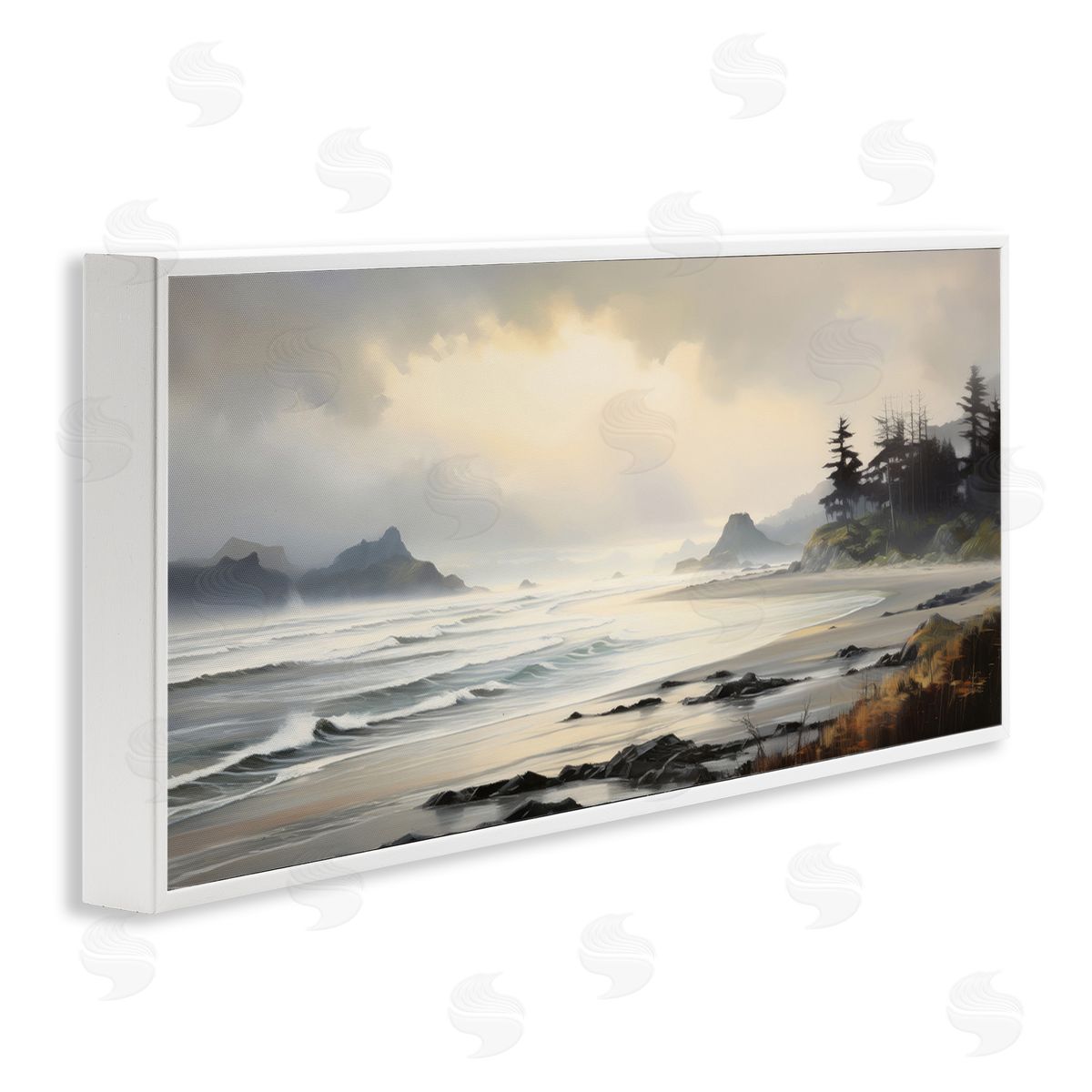 Coastal Shore Inlet White Frame Print Wall Art, Home Decor by Petal Prints Design