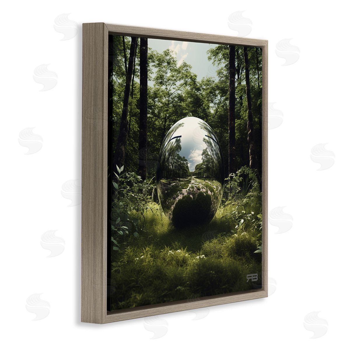 RB Reflective Ball in Nature Brown Floating Frame Canvas Wall Art Print