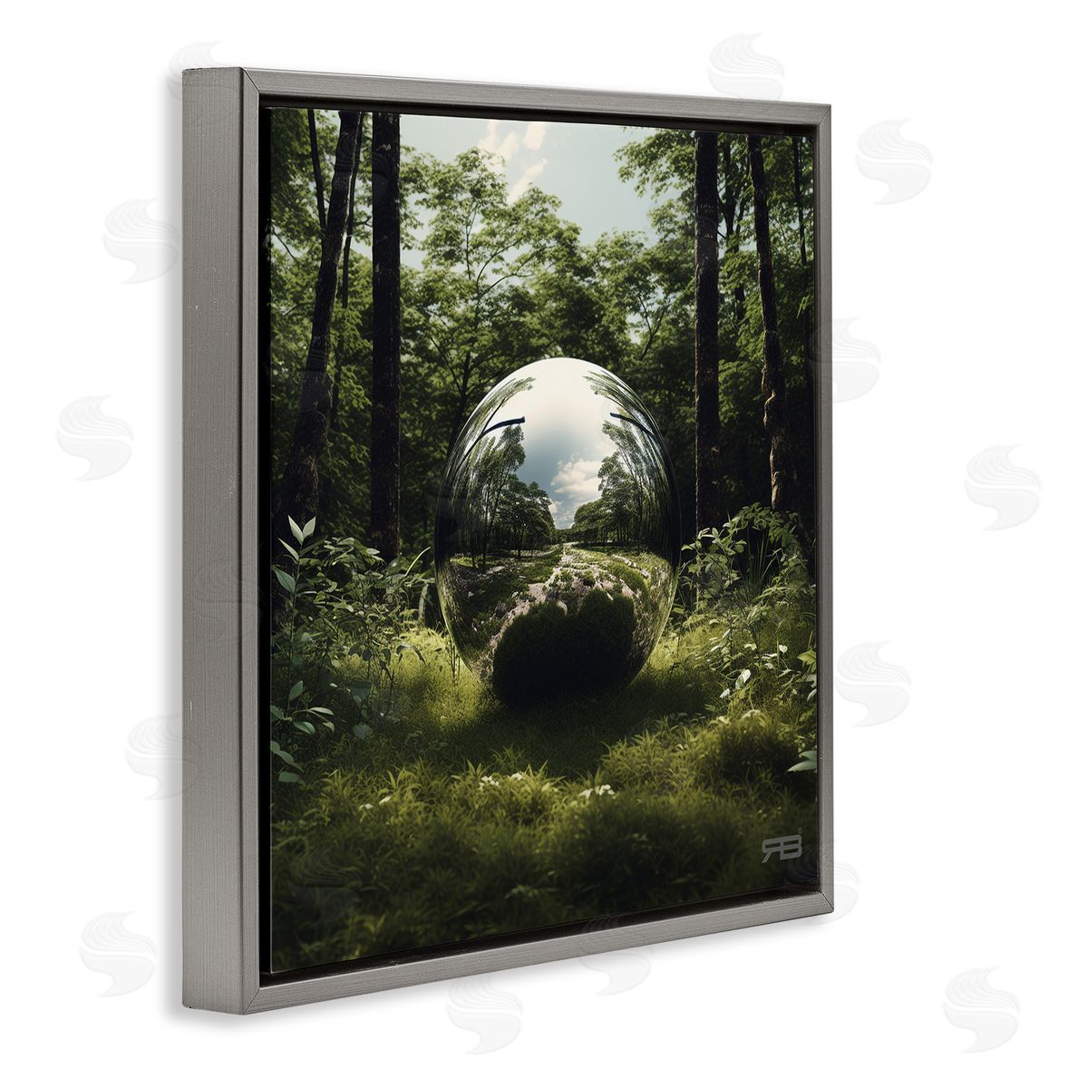 RB Reflective Ball in Nature Gray Floating Frame Canvas Wall Art Print