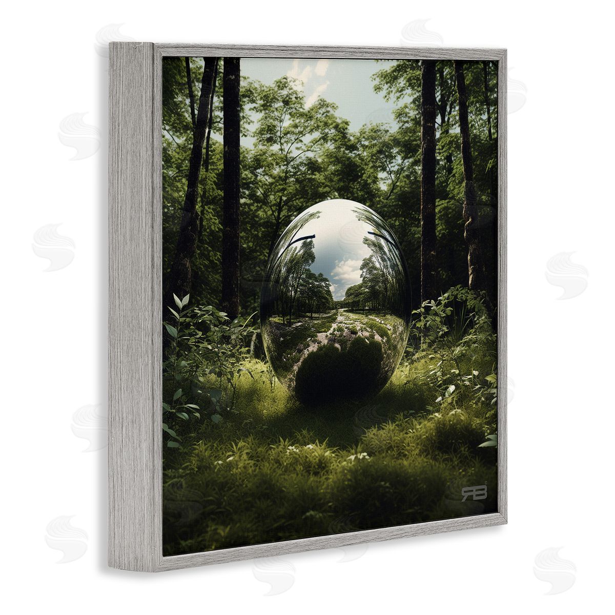 RB Reflective Ball in Nature Gray Framed Giclee Wall Art Print