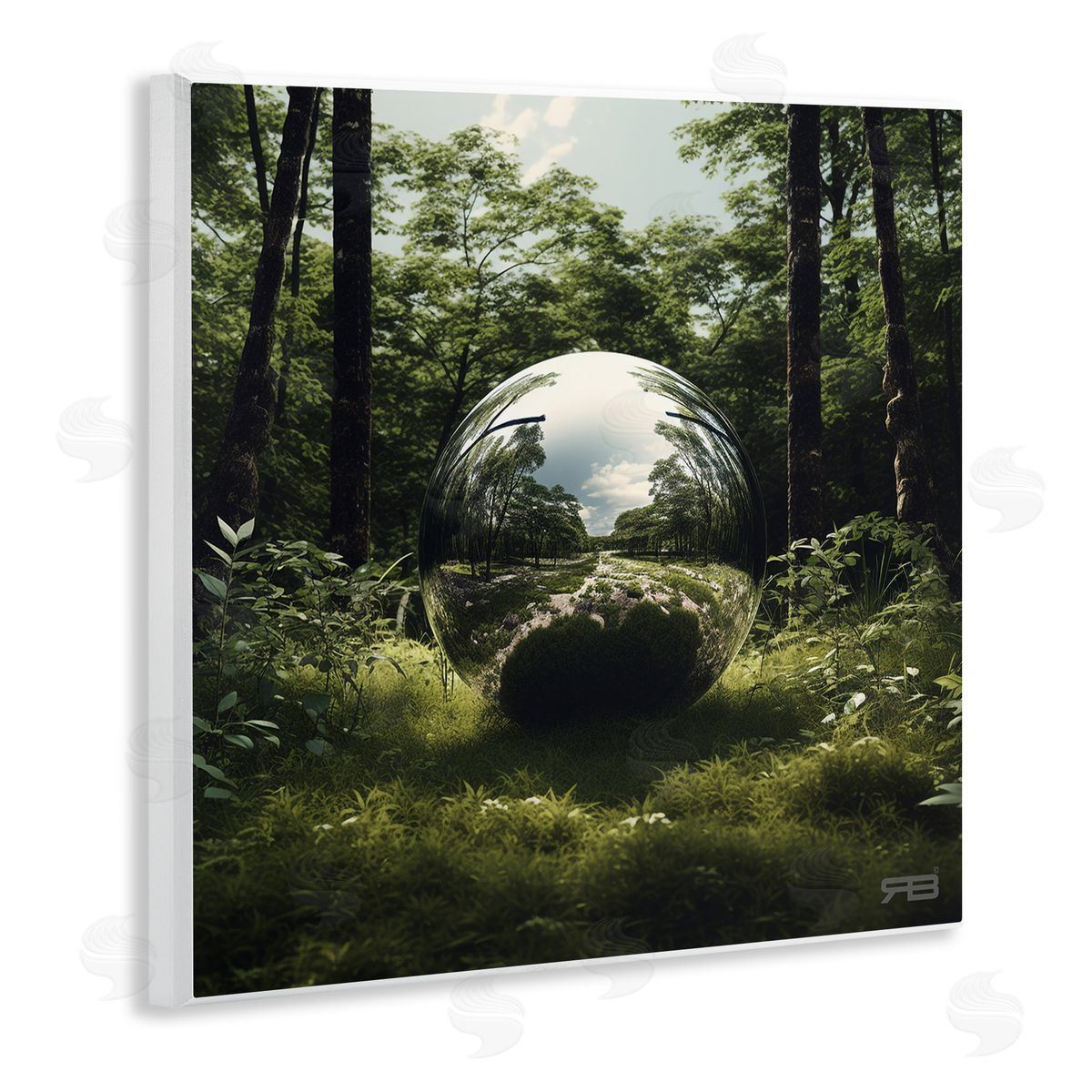 RB Reflective Ball in Nature Wooden Wall Plaque Art Print