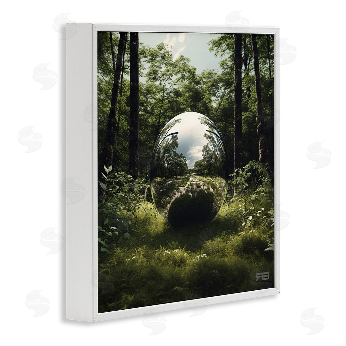 RB Reflective Ball in Nature White Framed Giclee Wall Art Print