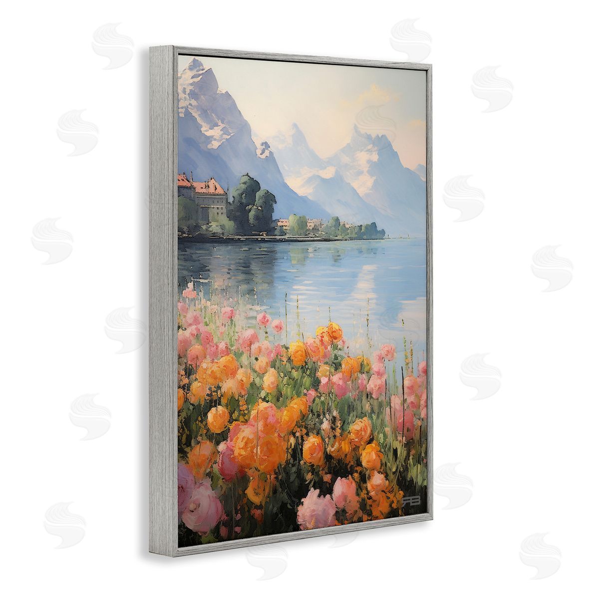 Mountain Meadow Outskirts Grey Frame Print Wall Art, Home Decor by Roozbeh Bahramali