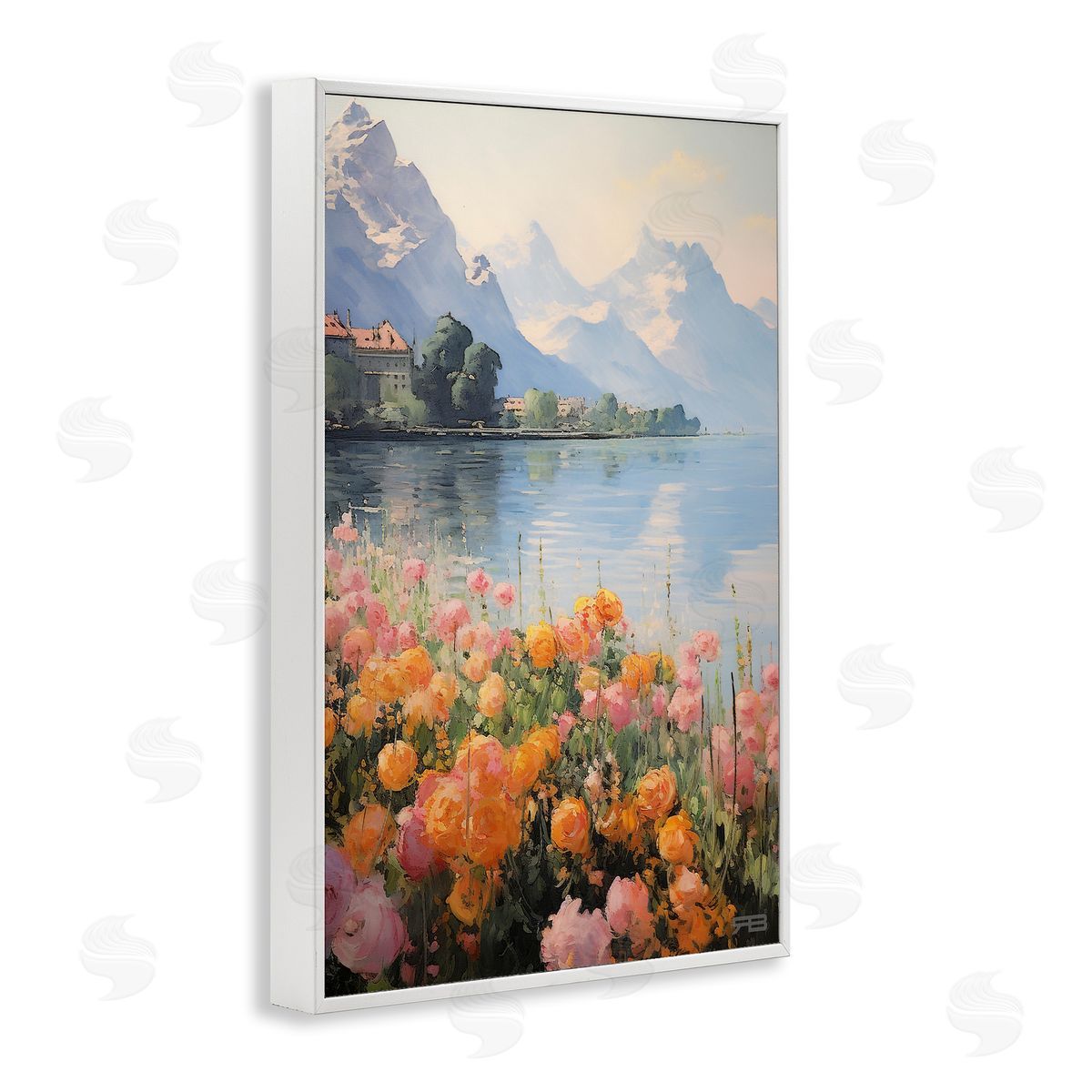 Mountain Meadow Outskirts White Frame Print Wall Art, Home Decor by Roozbeh Bahramali