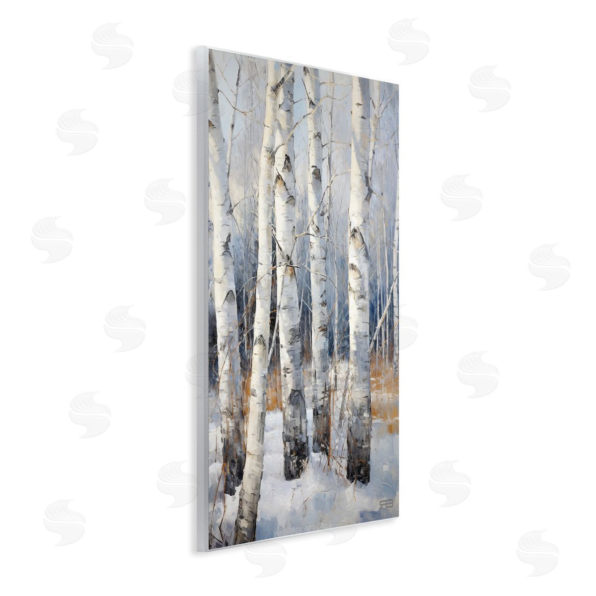 Snowy Birch Forest Wood Plaque Wall Art, Home Decor by Roozbeh Bahramali