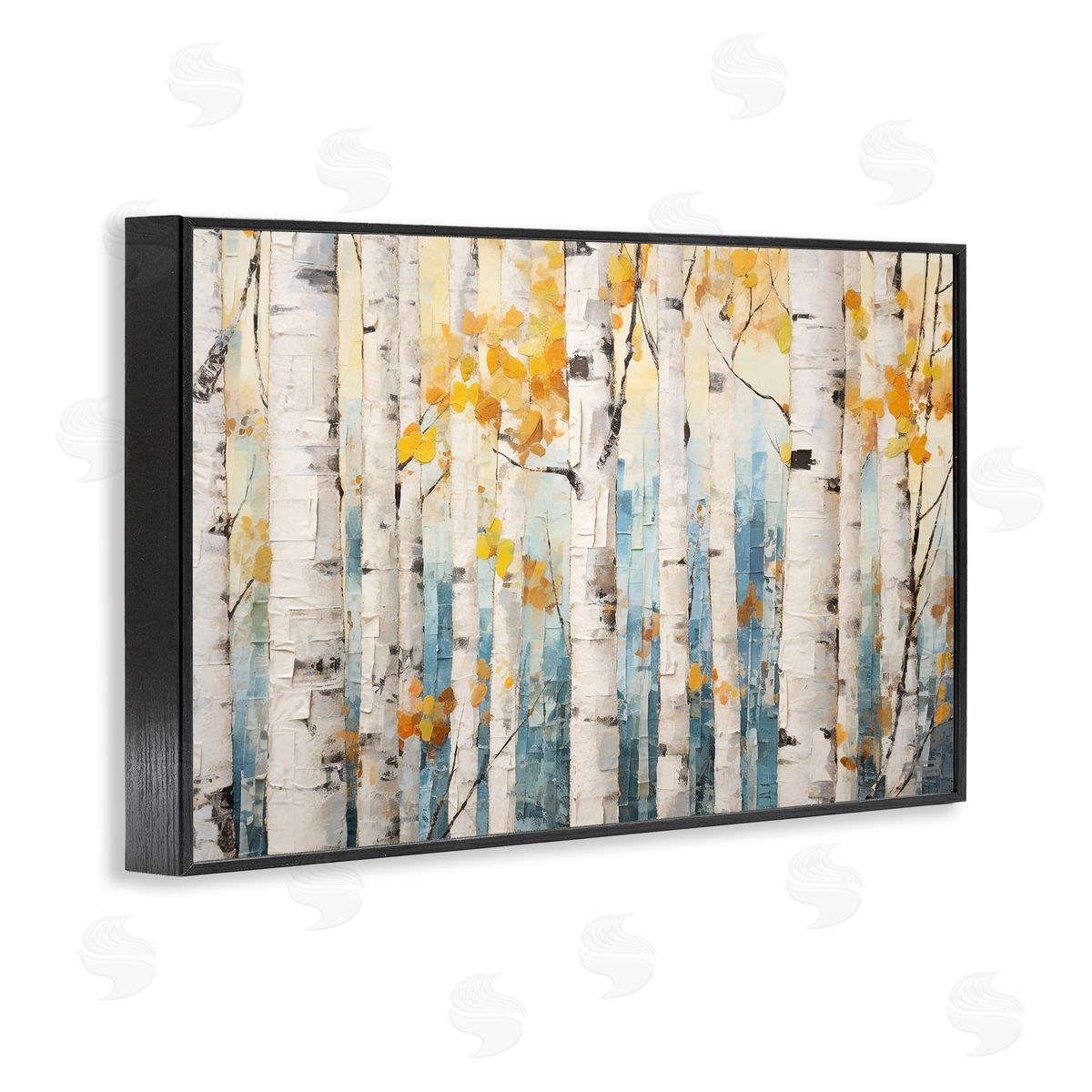 Autumn Birch Forest Black Frame Print Wall Art, Home Decor by Roozbeh Bahramali