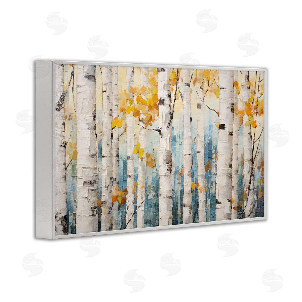 Autumn Birch Forest White Frame Print Wall Art, Home Decor by Roozbeh Bahramali