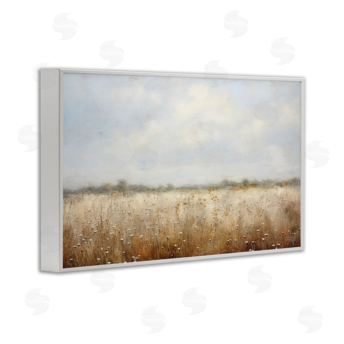 Soft Daisy Field White Frame Print Wall Art, Home Decor by Roozbeh Bahramali