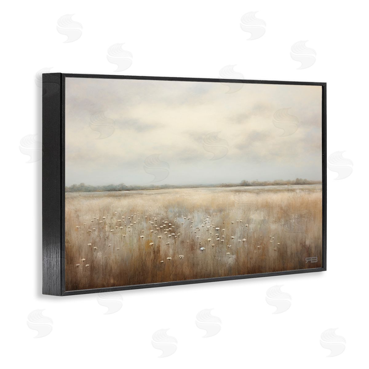 Subtle Flower Meadow Black Frame Print Wall Art, Home Decor by Roozbeh Bahramali