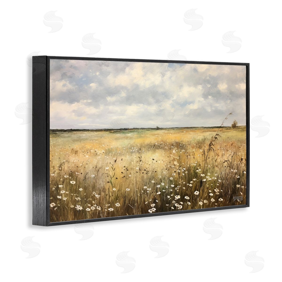 Traditional County Field Black Frame Print Wall Art, Home Decor by Roozbeh Bahramali