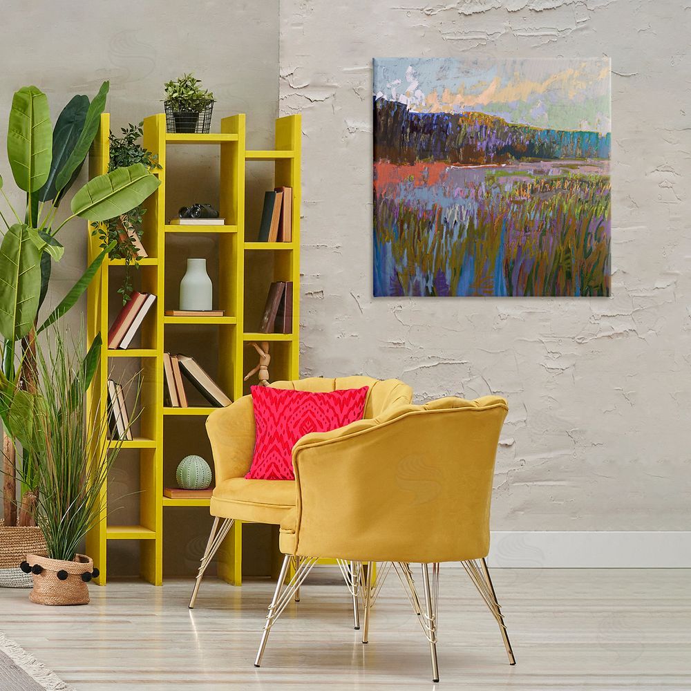 Jane Schmidt Streaked Abstract Landscape Canvas Wall Art Print in Room