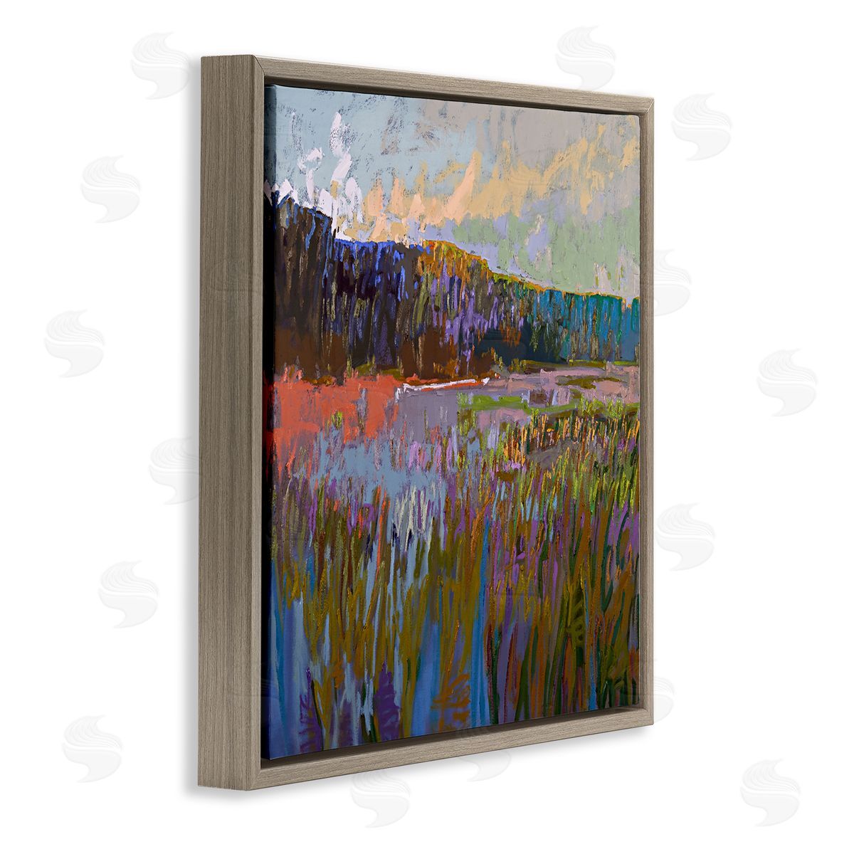 Jane Schmidt Streaked Abstract Landscape Brown Floating Frame Canvas Wall Art Print