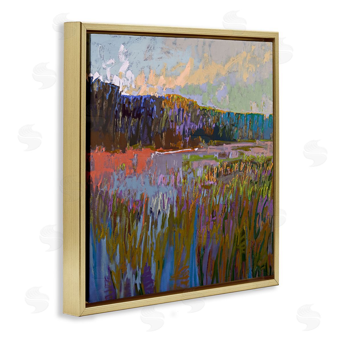 Jane Schmidt Streaked Abstract Landscape Gold Floating Frame Canvas Wall Art Print