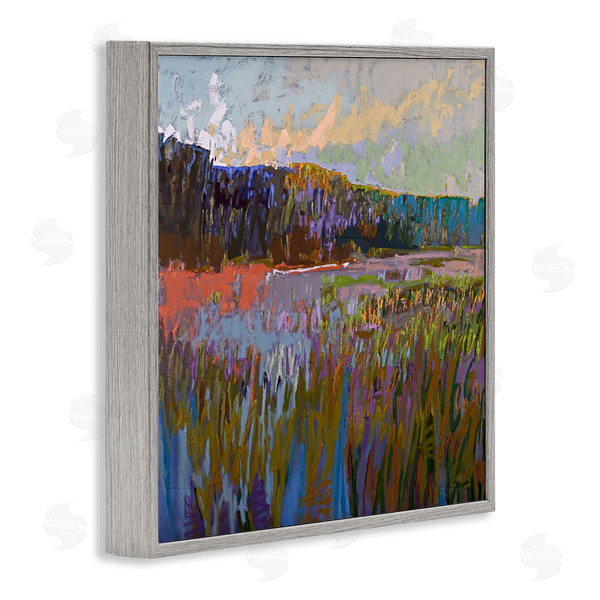 Jane Schmidt Streaked Abstract Landscape Gray Framed Giclee Wall Art Print