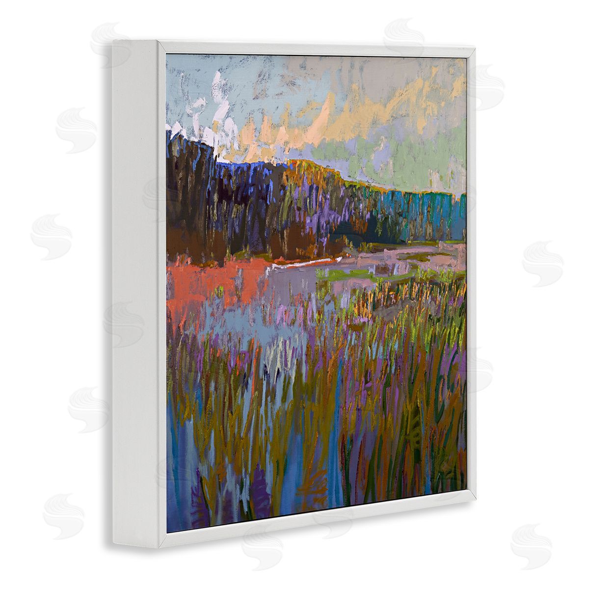 Jane Schmidt Streaked Abstract Landscape White Framed Giclee Wall Art Print