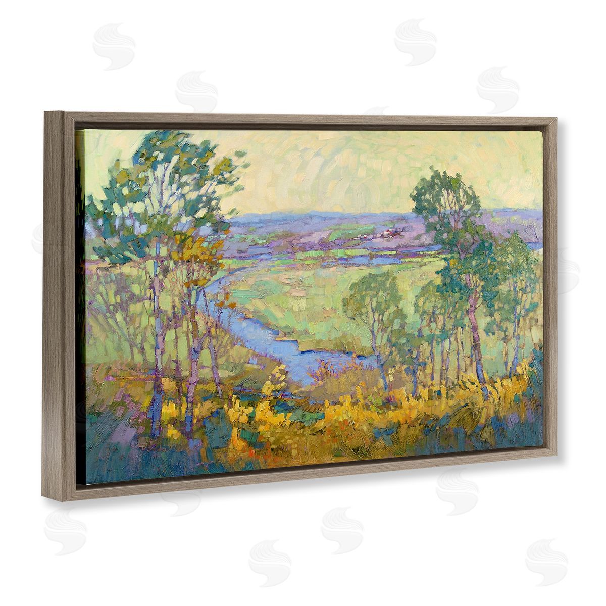 Barbara Schilling Abstract Winding Stream Brown Floating Frame Canvas Wall Art Print