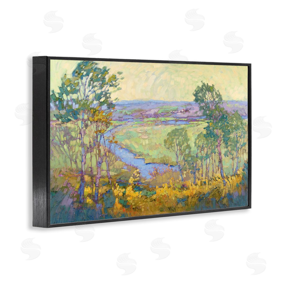 Barbara Schilling Abstract Winding Stream Black Framed Giclee Wall Art Print