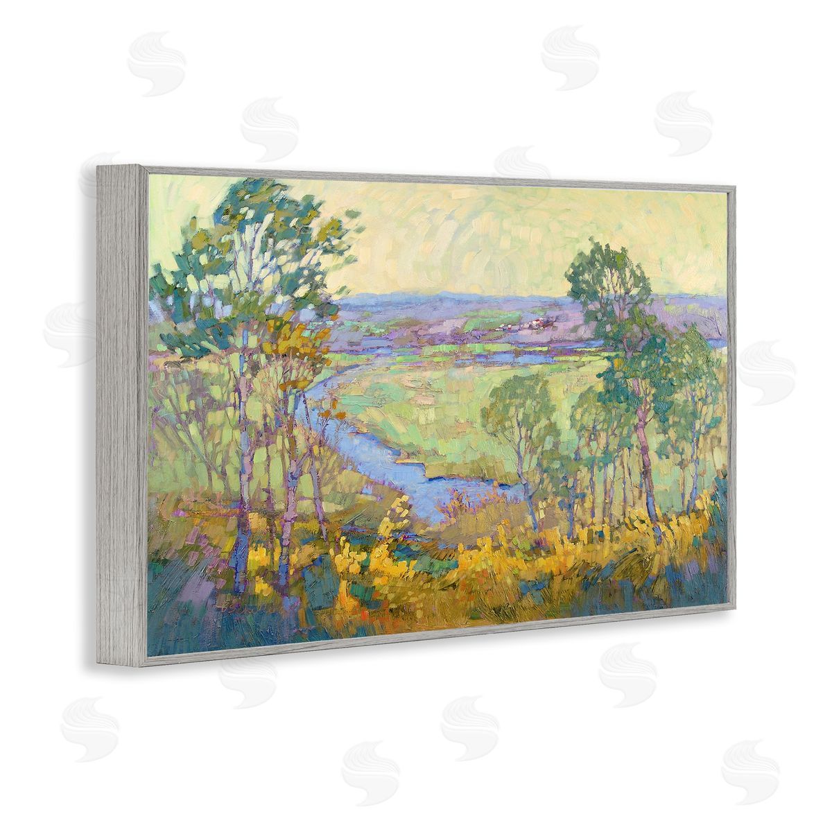Barbara Schilling Abstract Winding Stream Gray Framed Giclee Wall Art Print