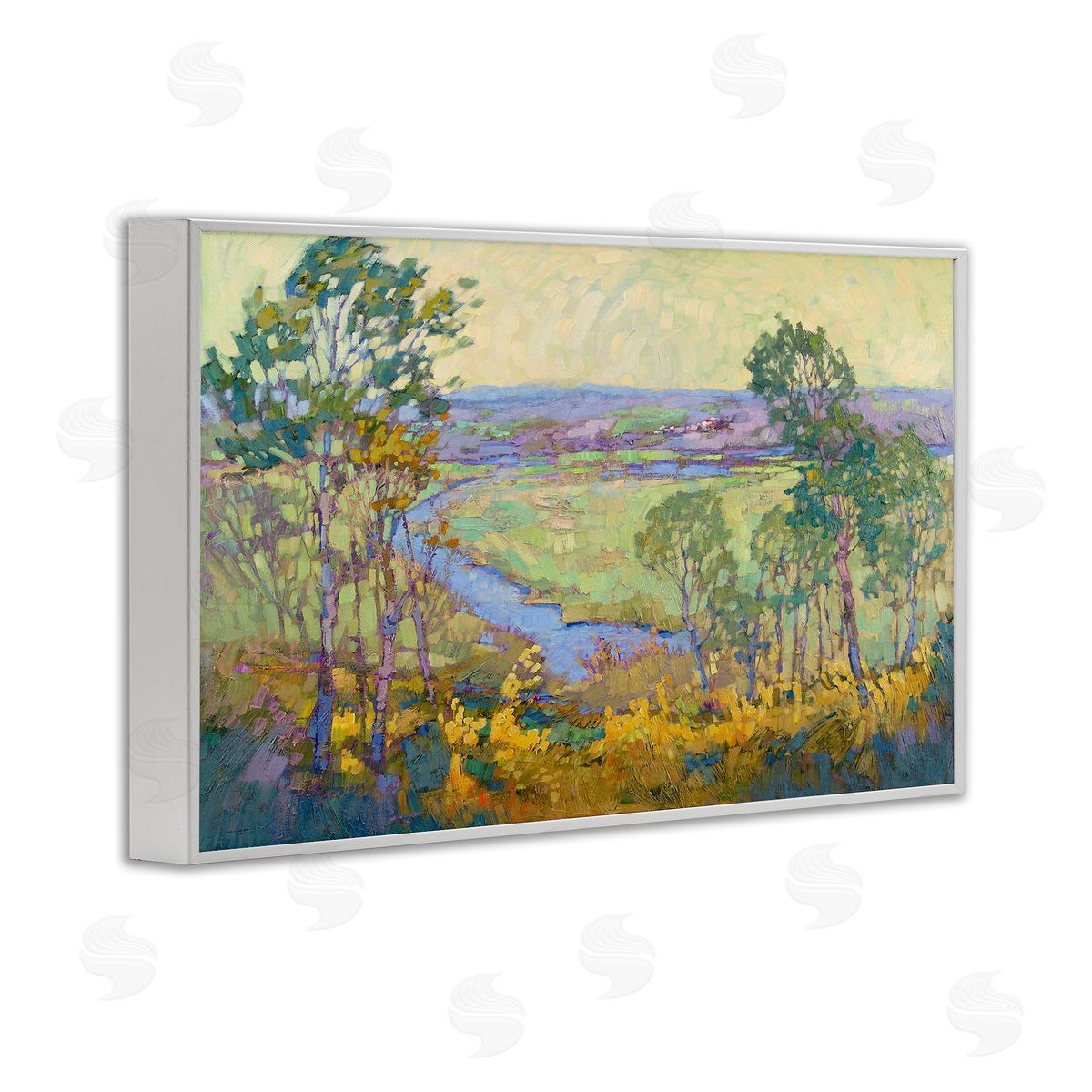 Barbara Schilling Abstract Winding Stream White Framed Giclee Wall Art Print