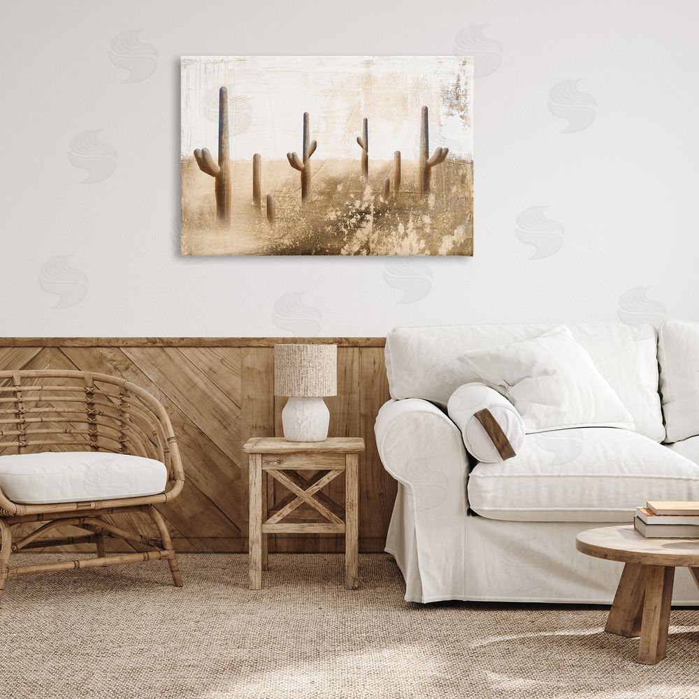 Dan Meneely Sepia Cacti Field Canvas Wall Art Print in Room