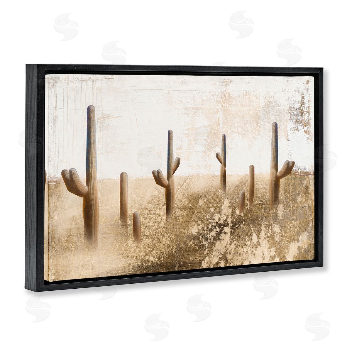 Dan Meneely Sepia Cacti Field Black Floating Frame Canvas Wall Art Print
