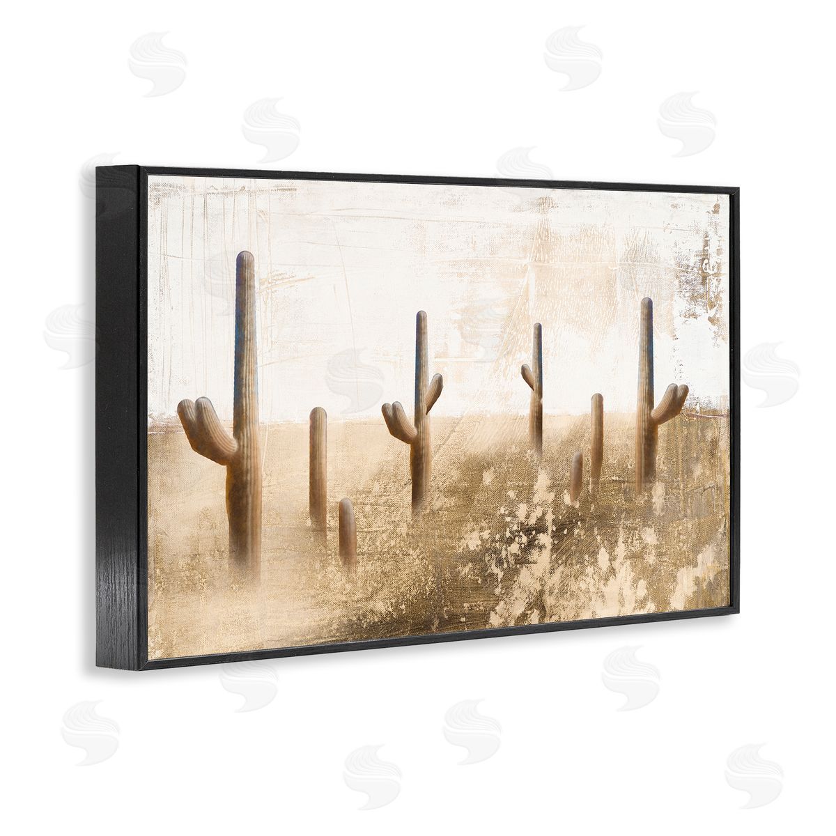 Dan Meneely Sepia Cacti Field Black Framed Giclee Wall Art Print