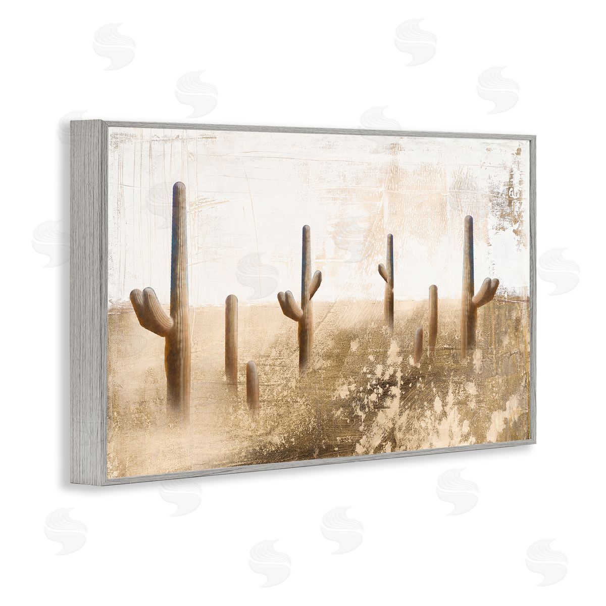 Dan Meneely Sepia Cacti Field Gray Framed Giclee Wall Art Print
