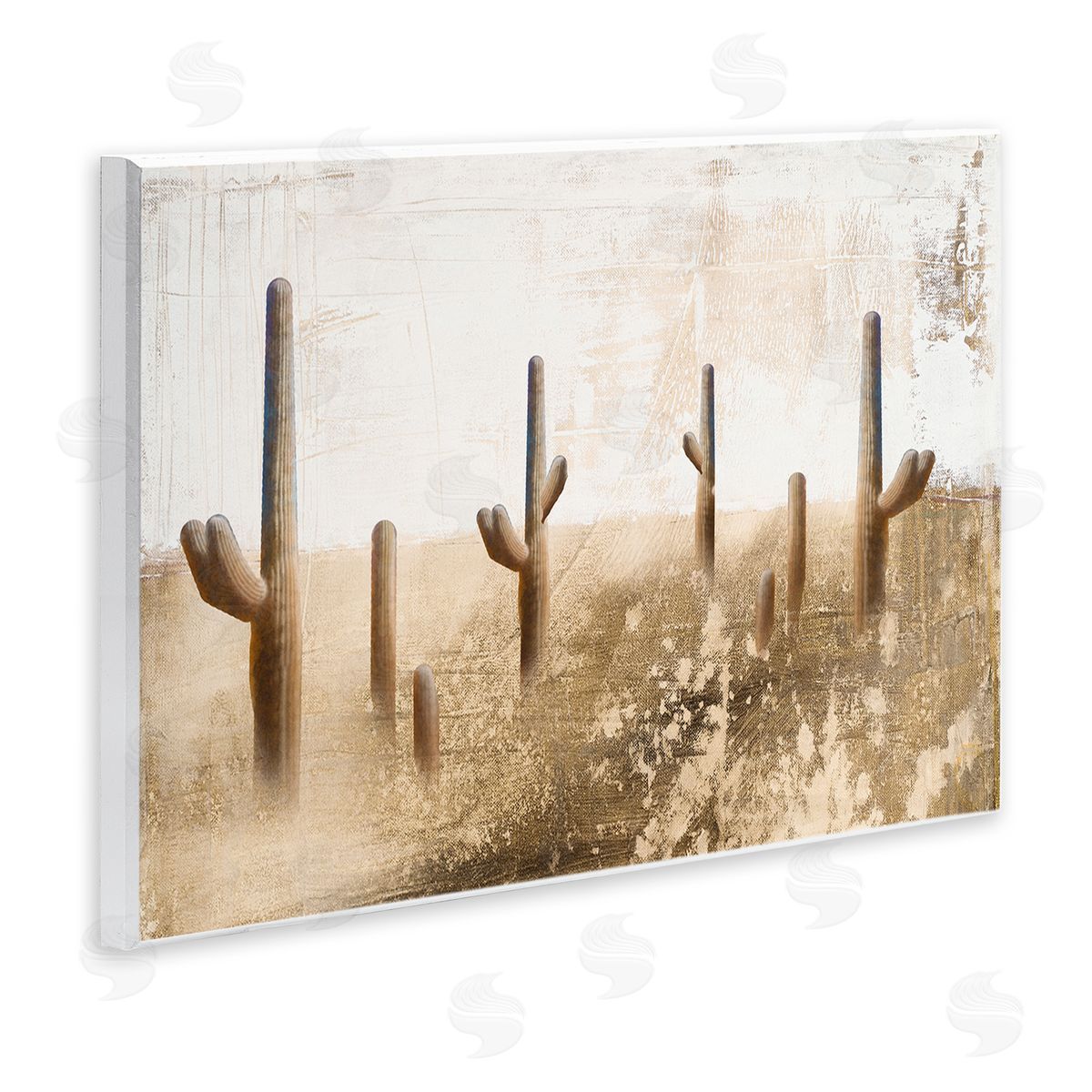 Dan Meneely Sepia Cacti Field Wooden Wall Plaque Art Print