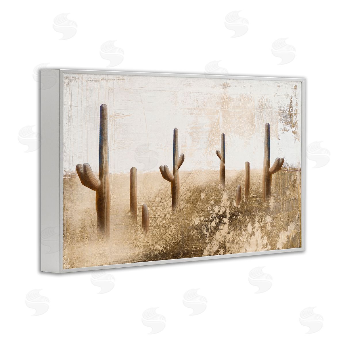 Dan Meneely Sepia Cacti Field White Framed Giclee Wall Art Print
