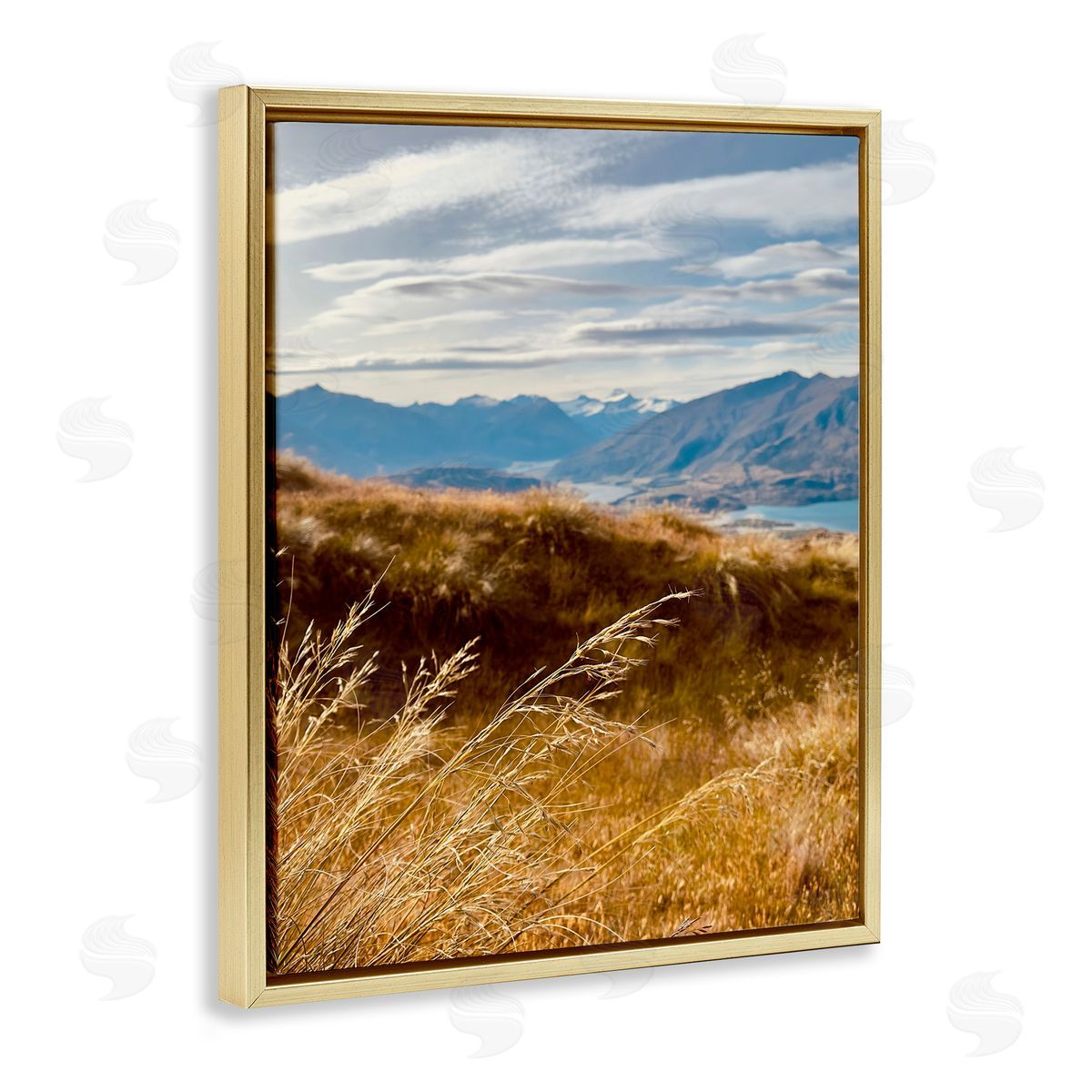 Windblown Mountain Region Gold Floating Frame Canvas Wall Art, Home Decor by Kali Wilson