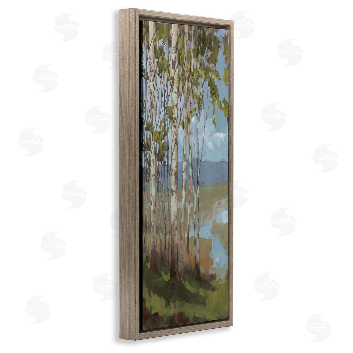Rustic Birch Grove Brown Floating Frame Canvas Wall Art, Home Decor by Trevor Copenhaver
