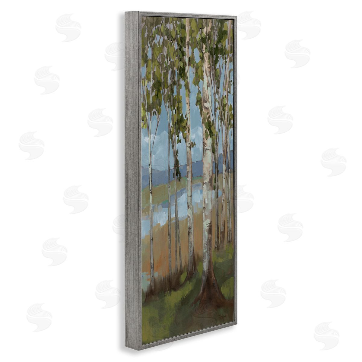 Rustic Birch Copse Grey Frame Print Wall Art, Home Decor by Trevor Copenhaver